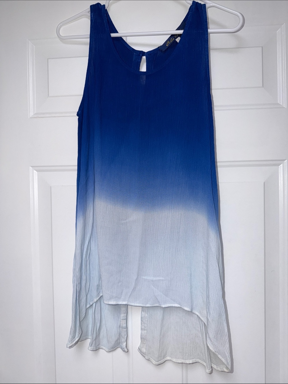 Blue Rain Ombre Blue to White Sleeveless Tank Top